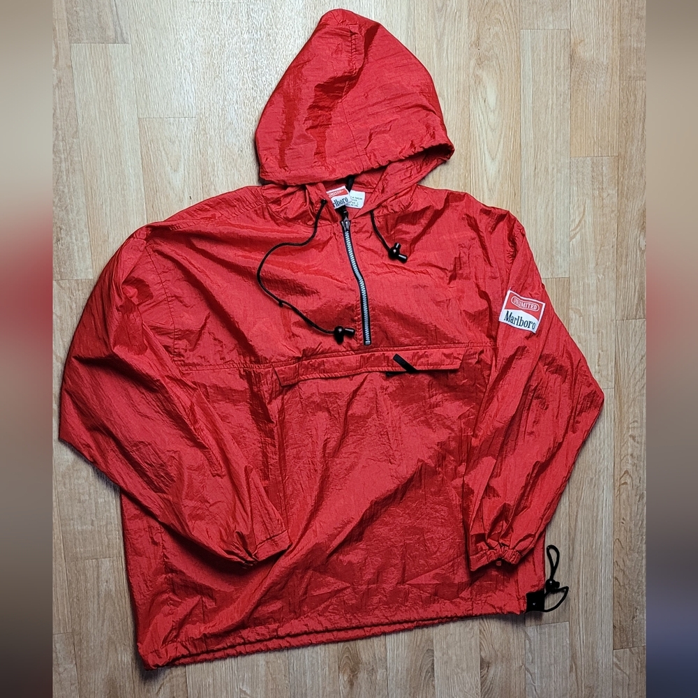 Mens Vintage Marlboro Hoodie/Bag Size Large Red